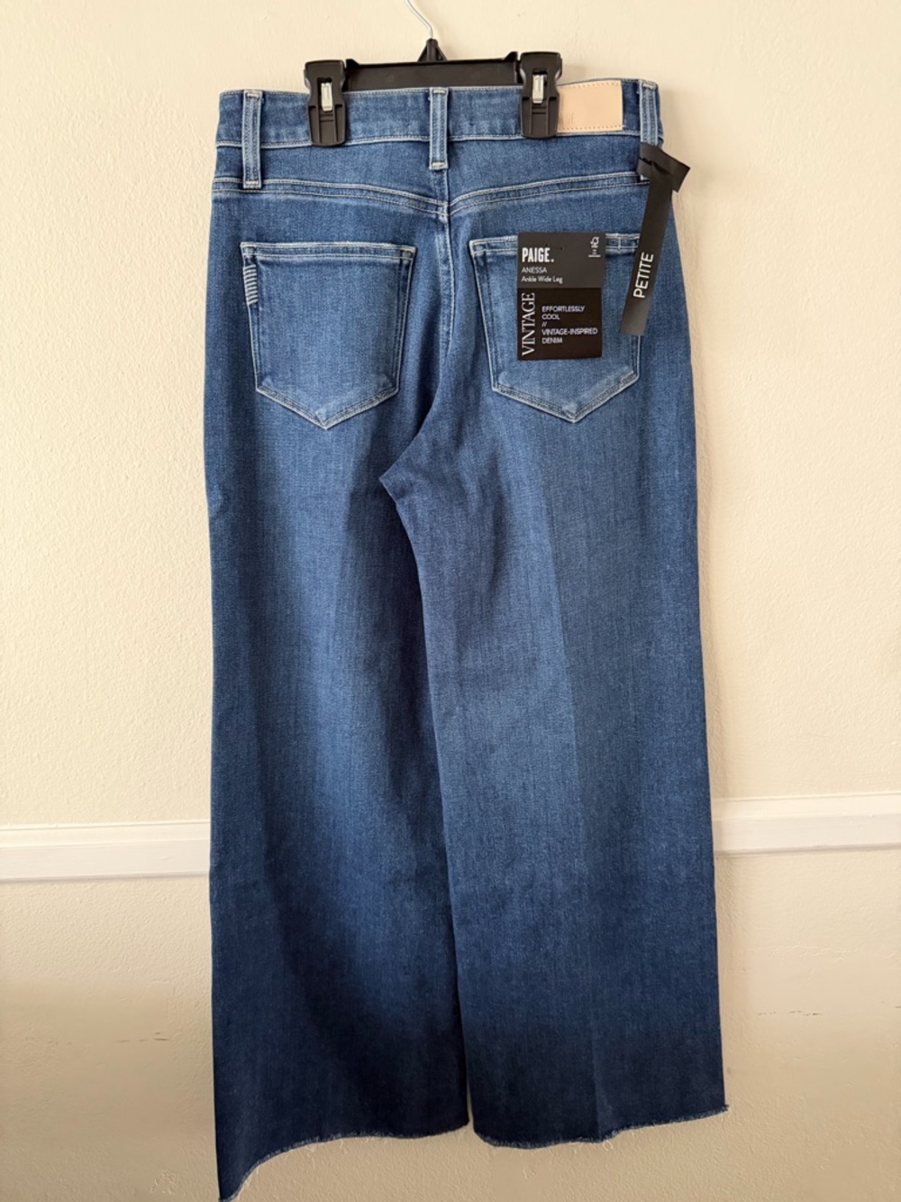 PAIGE Anessa Petite Ankle Wide Leg Raw Hem Jeans - Picture 9 of 10